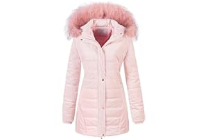 Chrisuno Women's Warm Winter Coat Velvet Puffer Jacket Quilted Faux Fur Hood