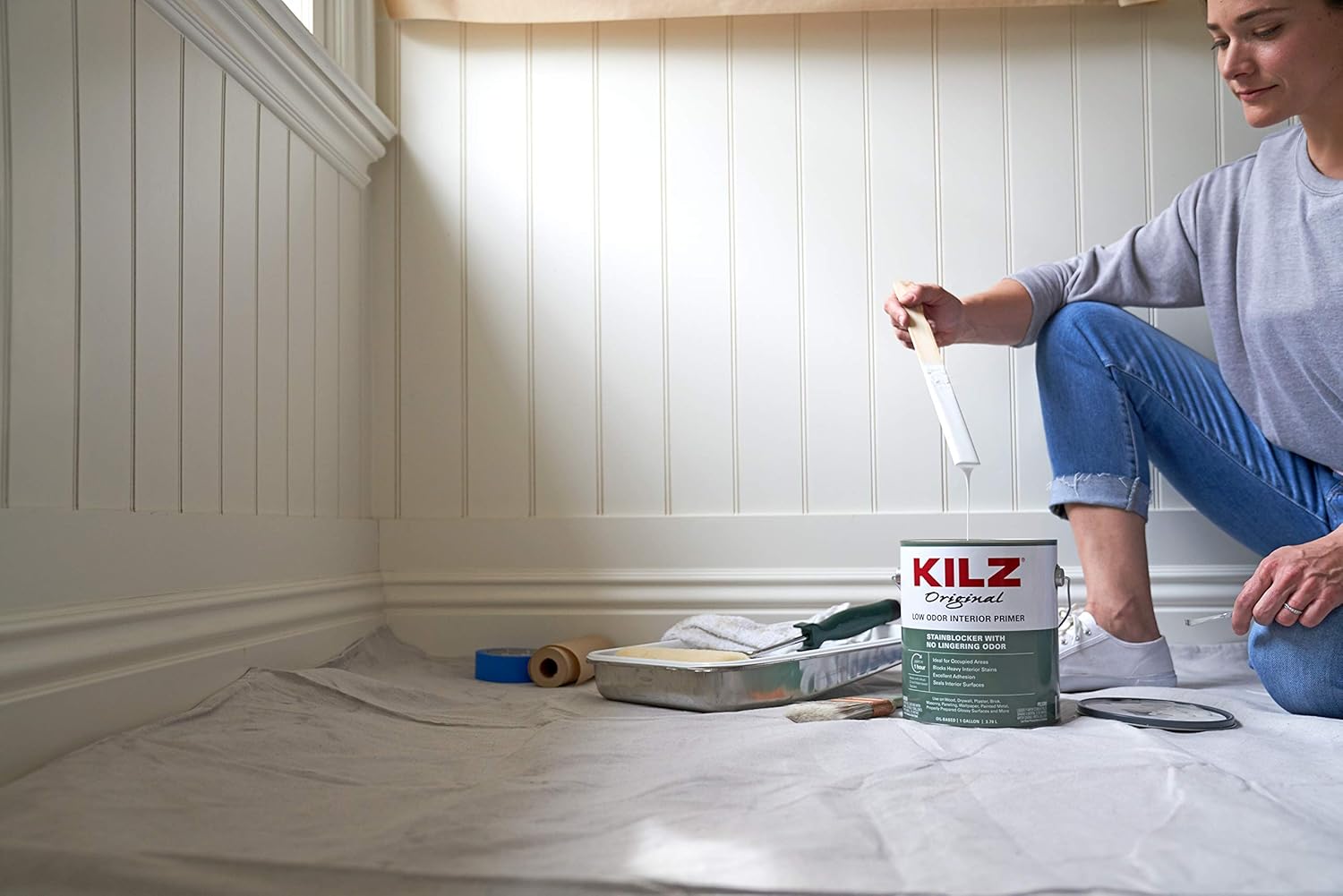 KILZ Odorless Interior Oil-Base Primer/Sealer/Stainblocker, White, 1-Quart - - 