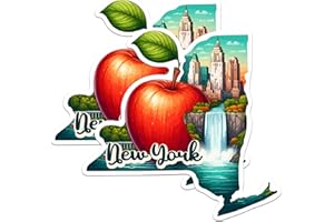BLISS MONKEY CO. (2 Pack) New York State Shape Stickers - NY State Sticker - Choose from 50 States - 5 Inches On Longest Side - Premium Vinyl - for Cars, Skateboards, Laptops - Made in USA - BMCS1268