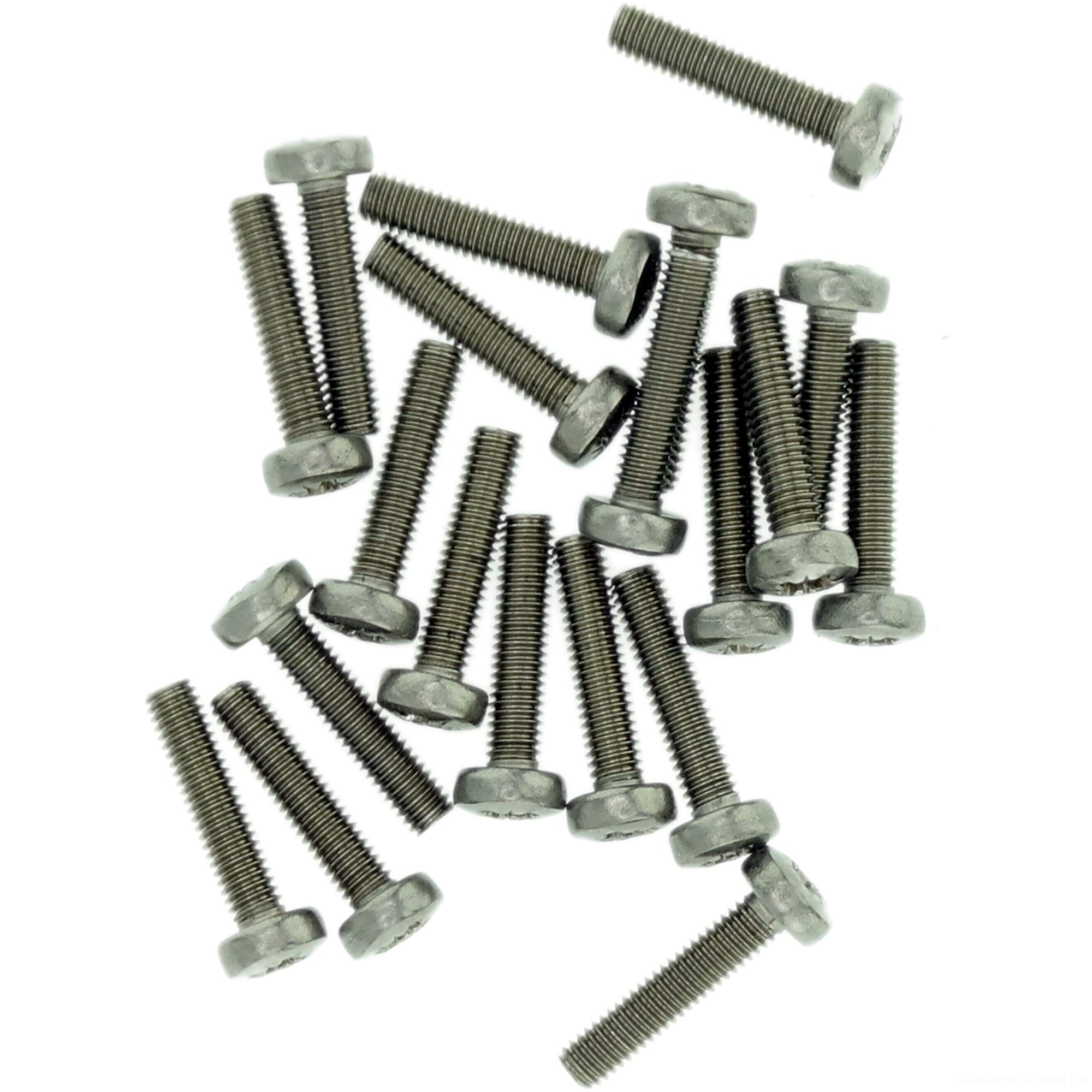 M2 (2mm x 20mm) Pozi Pan Machine Screw (Bolt) - Stainless Steel (A2) (Pack of 20)