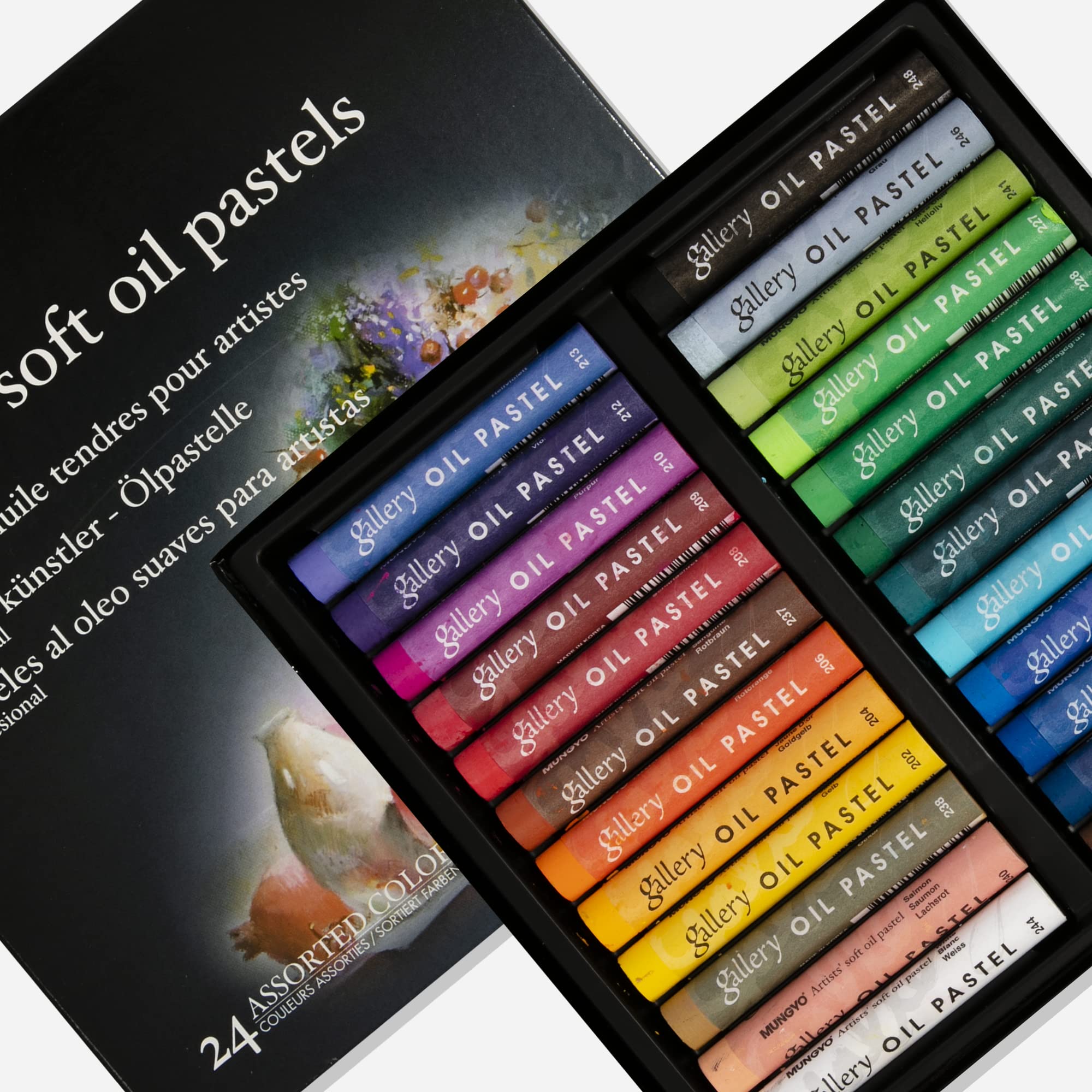 MUNGYO Gallery Artists' Soft Oil Pastels, 24 Assorted Colors - Professional Grade Oil Pastels for Artists