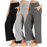 FULLSOFT 3 Pack Women's Wide Leg Yoga Pants Comfy Loose Sweatpants High Waisted Lounge Casual Pants with Pockets