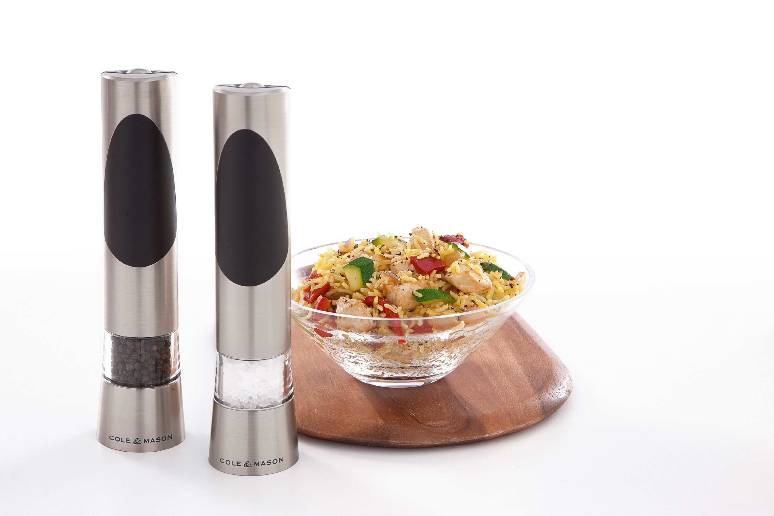 COLE & MASON Richmond Electric Salt And Pepper Grinder Set Stainless Steel Electronic Mills