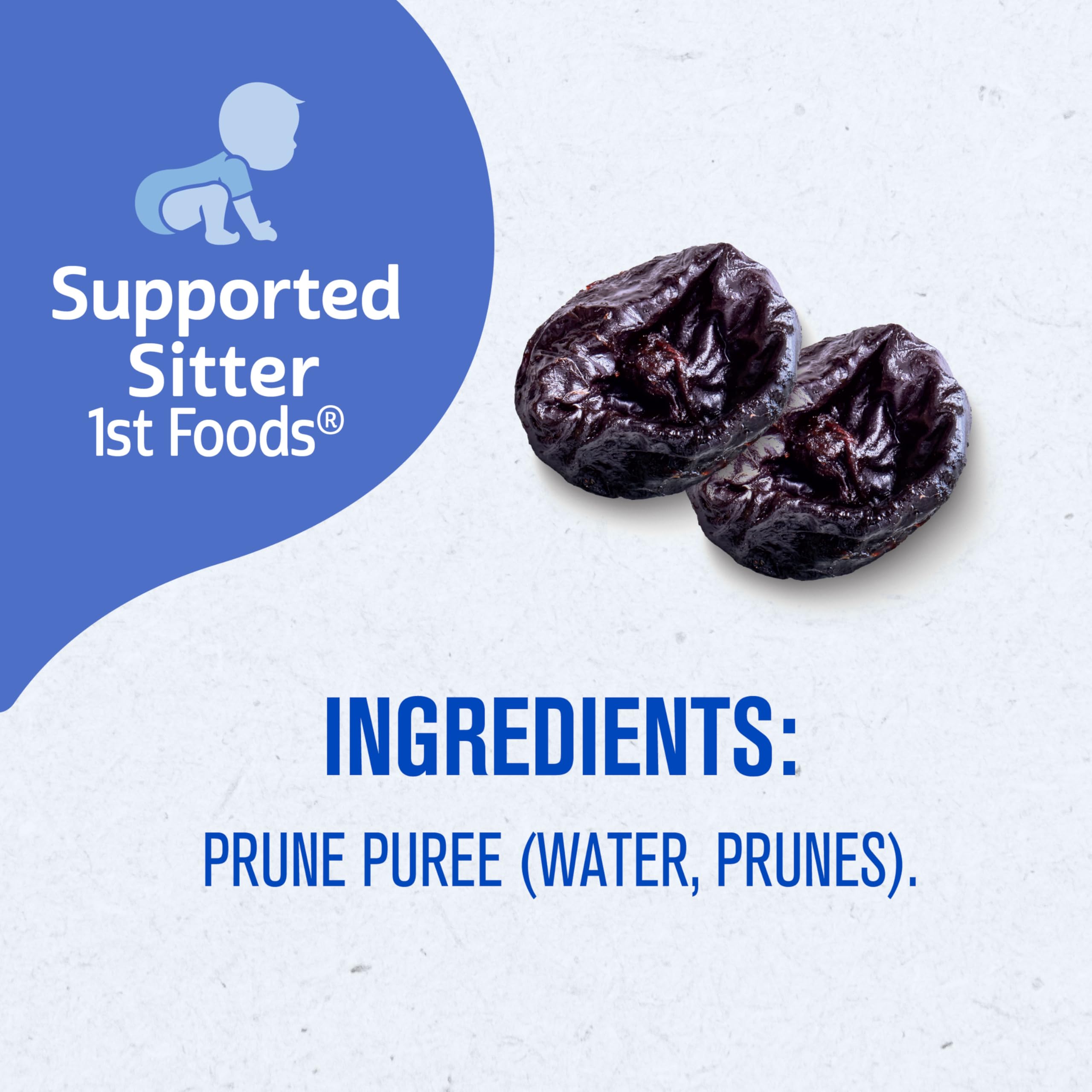 Gerber Stage 1 Baby Food, Prune Puree Tubs, No Artificial Colors or Flavors, Baby Puree, 16-Pack