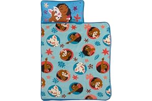 NOJO Disney Moana Free as The Ocean Aqua, Orange, and White, Pua Pig and HEI HEI Chicken Tropical Toddler Nap Mat