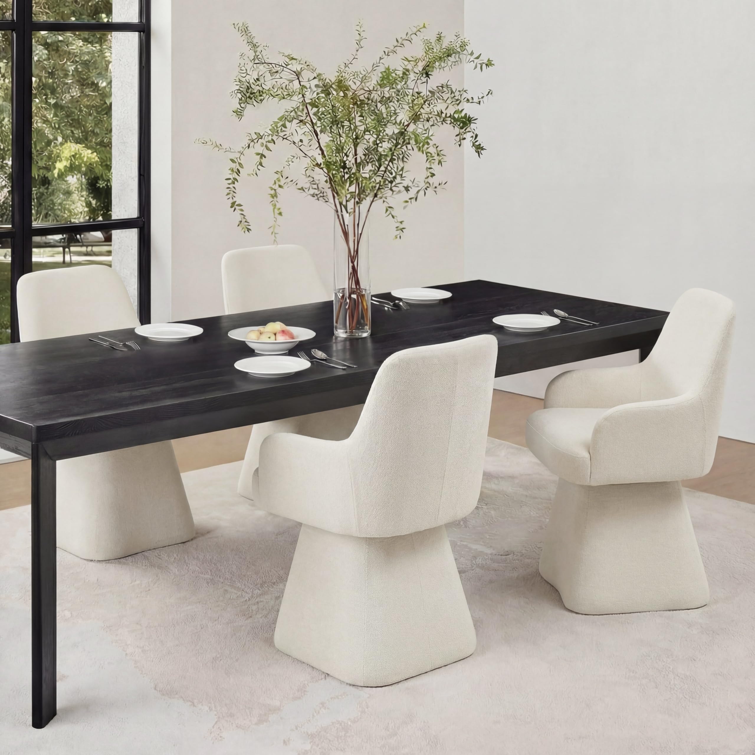 View 1 of ***A BOX OR MORE IS MISSING*ONLY PART OF ITEM INCLUDED***
KISLOT Swivel Dining Chairs Set of 4, Mid Century Modern Chairs Fabric Upholstered Armchair with Armrest & Ergonomic Backrest for Dining Room, Kitchen, Bedroom, Living Room, Beige, 4 Boxes***A BOX