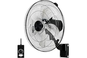 Simple Deluxe 18 Inch Household Commercial Wall Mount Fan, 90 Degree Horizontal Oscillation, 5 Speed Settings, Black, 1-Pack
