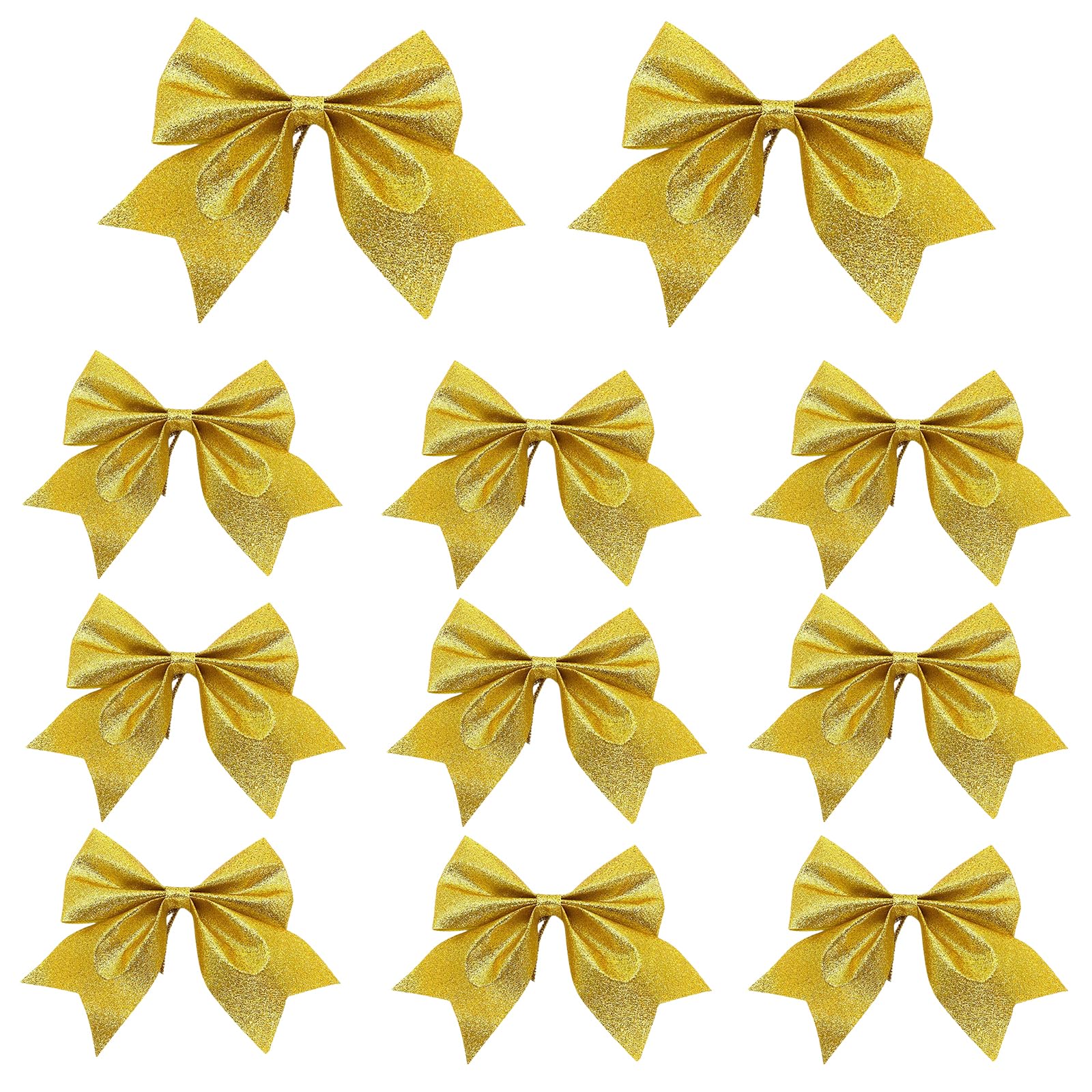 Bliceon 12Pcs Christmas Tree Bows, Gold Bows for Christmas tree, 14x15cm Large Tree Xmas Decorative Bows Ornaments Bows for Christmas tree Decorations, Home Christmas Party