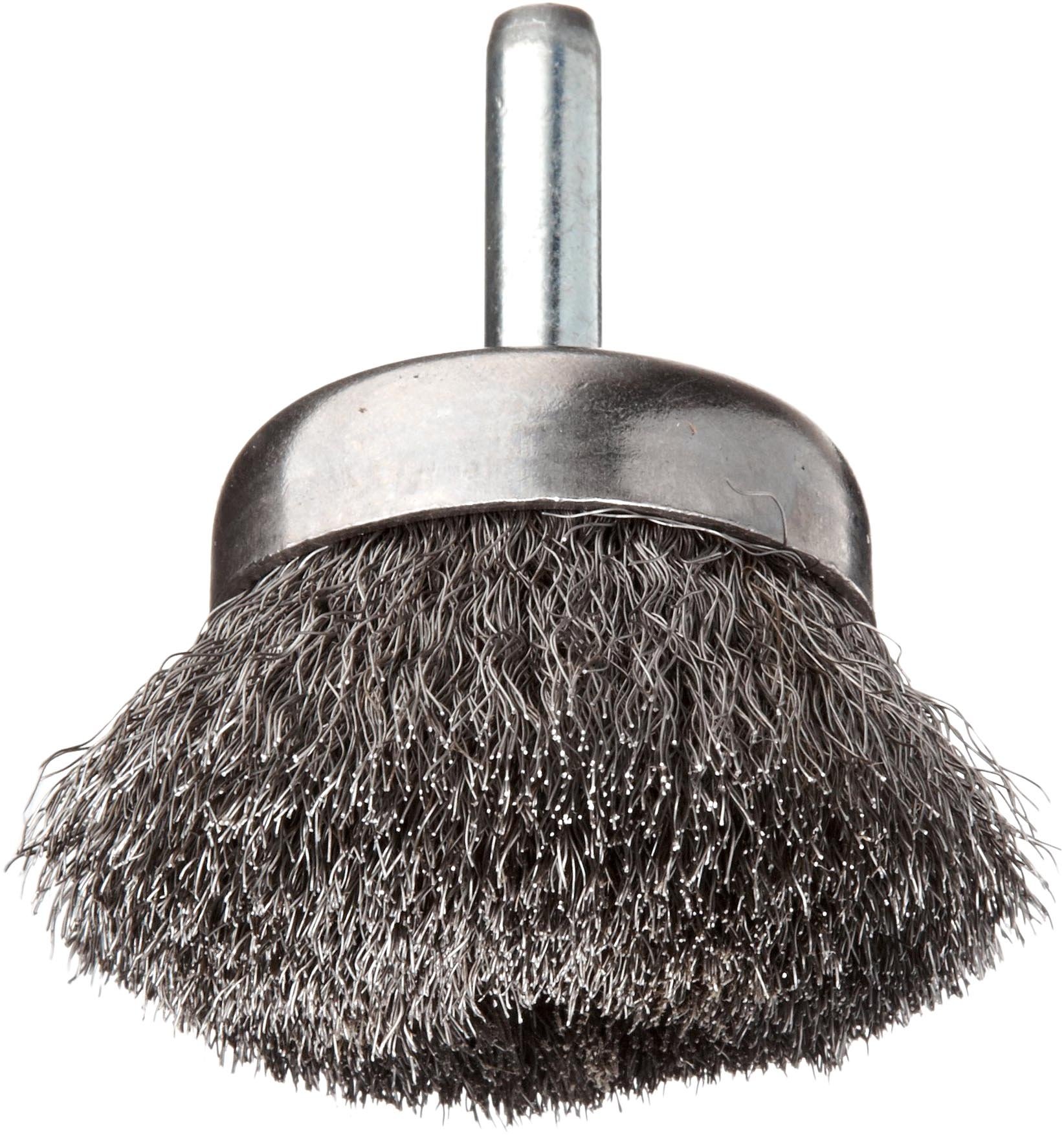 Weiler 14300 0.006" Wire Size, 1-3/4" Diameter Steel Bristles, Stem-Mounted Crimped Wire Cup Brush
