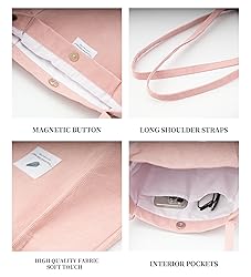 TOPASION Cute Corduroy Tote Bag Canvas Shoulder