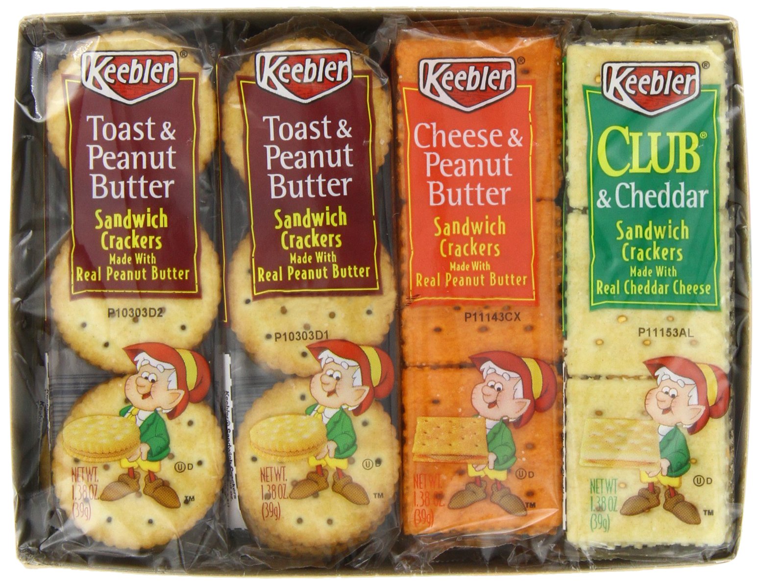 Keebler Variety Pack Club And Cheddar, Cheese And Peanut Butter, Toast