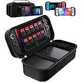 ivoler Carrying Case for Nintendo Switch 2/Switch/OLED Model | Large Capacity Portable Travel Case Fits Switch 2 Dock or Pro Controller, 10 Game Card Slots, Protective Storage Bag - Black
