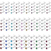 Guicjwl 180Pcs 20G Surgical Stainless Steel Nose Rings Hoops Straight/L Shapes Nose Studs 2.0/2.5/3.0mm Cubic zirconia Hypoallergenic Nose Studs Silver Gold Rose Gold Black Rainbow Blue Lip Rings Nose Rings Piercing Jewelry Set for Women Men