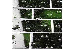 Livelynine 16-Tiles Green Backsplash Peel and Stick Subway Tile 12x12 Renter Friendly Tile Stickers Back Splash Stick on Tiles for Kitchen Self Adhesive Waterproof Wall Tiles Bathroom Shower Decor