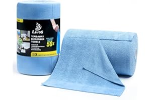 LIVOS Microfiber Cleaning Cloth Roll - 80 Pack, Reusable Paper Towels Blue Tear Away, Microfiber Towels for Cars, Super Absorbent Lint Free Cleaning Rags for House, Kitchen, Window-11.5"x11.5"