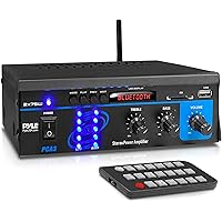 Pyle Home Home Audio Power Amplifier System - 2X75W Mini Dual Channel Sound Stereo Receiver Box w/ LED - For Amplified Speake