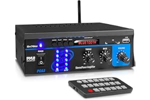 Home Audio Power Amplifier System - 2X75W Mini Dual Channel Sound Stereo Receiver Box w/ LED - For Amplified Speakers, CD Pla