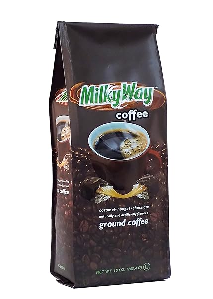 GROUND COFFEE, MEDIUM ROAST, CARAMEL NOUGAT CHOCOLATE MILKY WAY FLAVORED 10OZ BAG