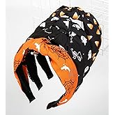 Huachi Halloween Headbands for Women Girls, Boo Pumpkin Skeleton Candy Knotted Headband 4PCS, Halloween Hair Accessories Gifts