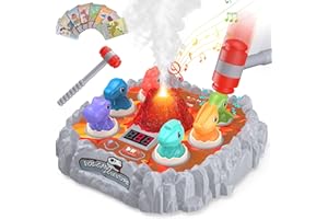 ANCESFUN Whack A Mole Game for Toddlers, Dinosaur Toys for Kids 3 4 5 6 7 Year Old Boys/Girls with 2 Pounding Hammers, Interactive Educational Toys with Sound and Light, 8 Learning Cards