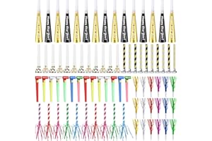 Lenwen 200 Pcs New Years Eve Noisemakers Favor 2026 Happy New Year Gold Silver Blower Horns Whistles Party for Birthday Celebration Sporting Events(Colorful)