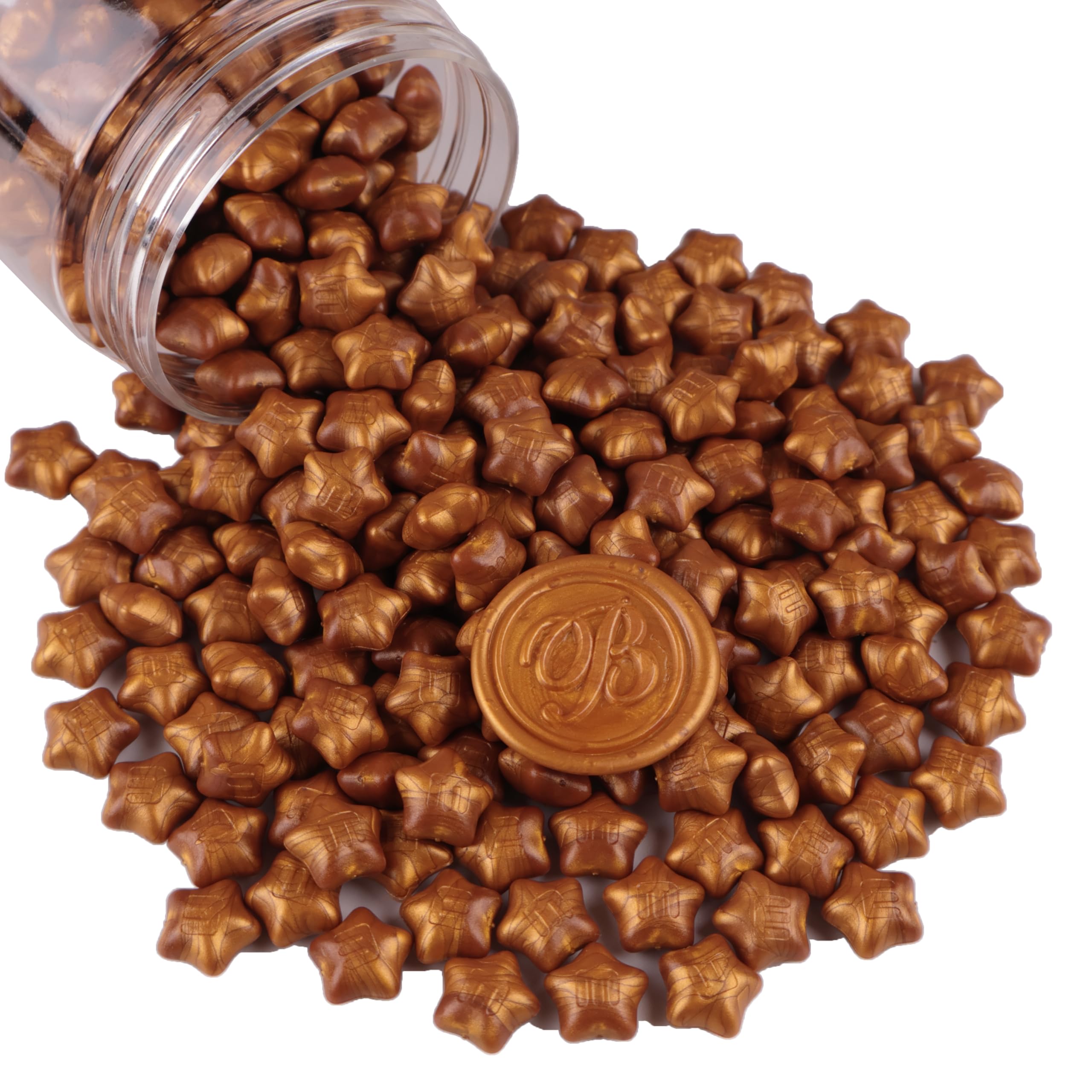 300 Pcs Lucky Star Sealing Wax Beads, PORXFLY Flash Wax Seal Beads for Seal Stamp, Great for Wedding Invitations, Wine Packages,Cards Envelopes, Gift Wrapping (Gold)