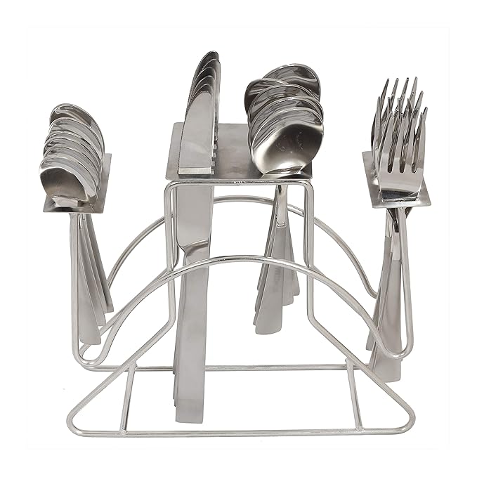 Buy Stainless Steel Spoon Stand and Wooden Cutlery Box with (Aeron) 6
