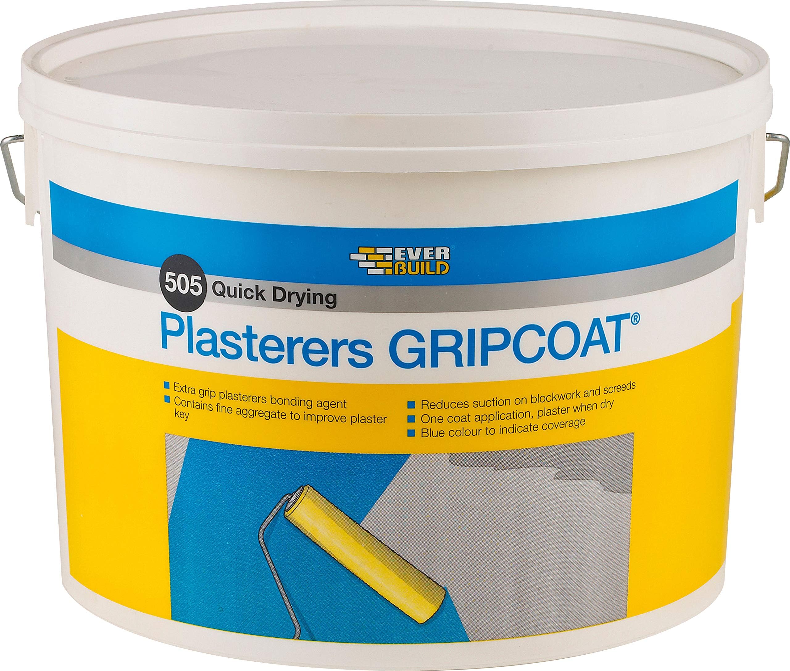 Everbuild 505 Quick Drying Plasterers Grip Coat – Plaster Bonding Agent – Blue – 10 L