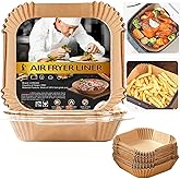 Air Fryer Disposable Paper Liner Square 10 Inch, 100Pcs Largest Square Air Fryer Paper Liners for 8-12QT Air fryer, Non-stick Food Grade Parchment Paper for Frying, Cooking, Roasting and Microwave