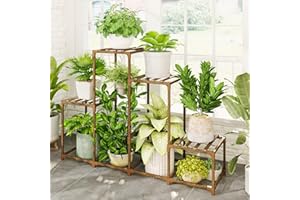 GENTINGBRO Plant Stand Indoor Tall Plant Shelf Outdoor Flower Stand Wood Hanging Plant Holder Home Boho Decor for Plants in Garden Patio Balcony