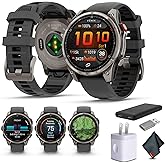 Garmin Fenix 8 Pro 47mm, AMOLED Display, inReach Technology, Premium Connected Multisport GPS Smartwatch, Sapphire, Titanium with Graphite/Black Silicone Band Bundle with Accessories