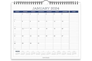 PAPERAGE Calendar 2024-12 Month (Navy), Minimalist Wall and Desk Calendar with Monthly Views and Yearly Plans – Small (9 in x 11 in)