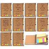 Kosiz Christian Gifts Bulk Scripture Notebook Prayer Journal Bible Verse Pen Religious Spiral Notebook with Sticky Notes Valentines Church Gifts Women Men Bible Study Groups(Kraft,20 Pcs/ 10 Set)