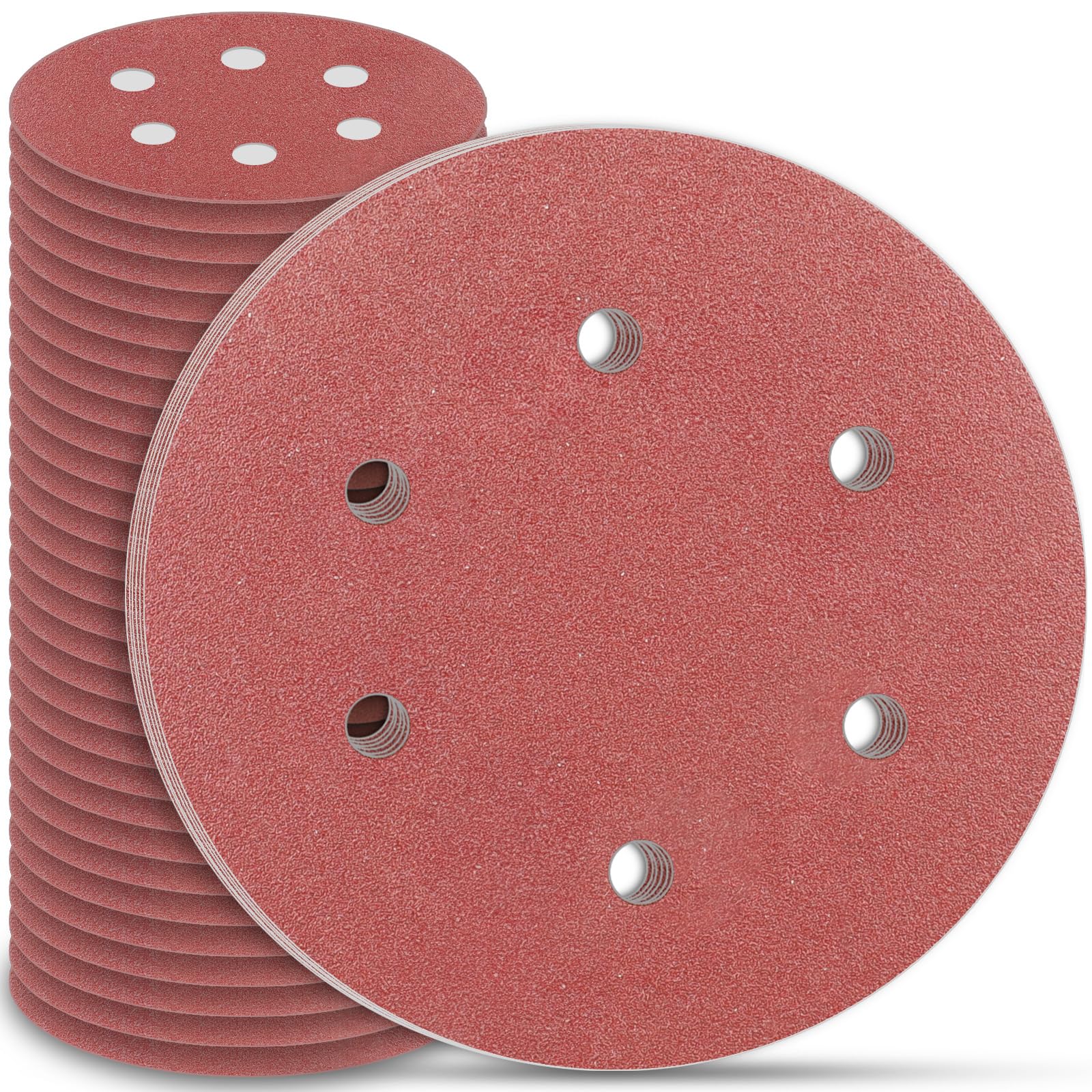 STEBRUAM 225mm Sanding Discs 30Pcs 6 Hole Hook & Loop Sanding Pads, Grit 120 for Drywall & Orbital Sanders