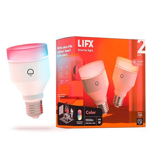 LIFX color, A19 1100 lumens, Wi-Fi Smart LED Light Bulb, Billions