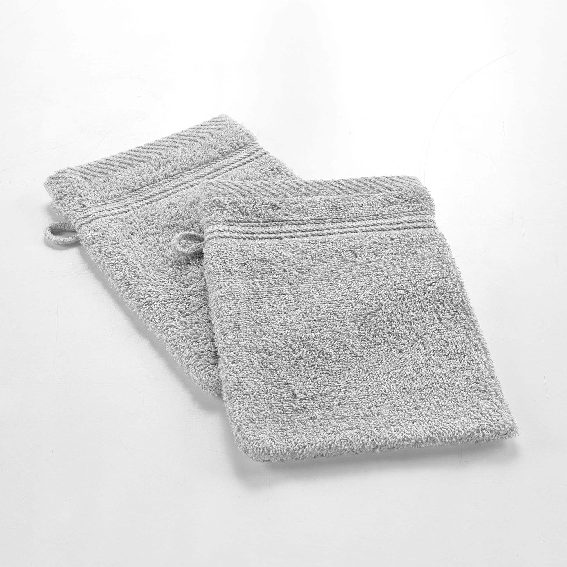 Douceur d'Intérieur, Tendresse 2 Wash Mitts 15 x 21 cm Pearl Grey Terry Cloth — image 1