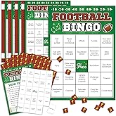 Football Bingo Game Cards - 24 Sheet, Party Favors for Super Bowl, Tailgate, Birthday Party, Family Game Night Activities