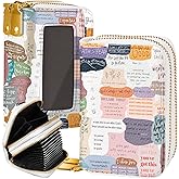 Miss Adola Credit Card Holder for Women - RFID Women Wallet Leather Card Wallet for Ladies Girls Female Aesthetic Cute Wallet with Card Slots Coin Cash Zipper Purse & ID Window, Collage Text