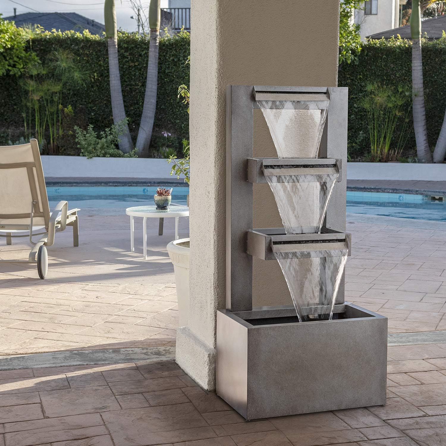 Alpine Corporation 43" Tall Indoor/Outdoor Multi-Tier Modern Industrial Metal Fountain : Garden & Outdoor