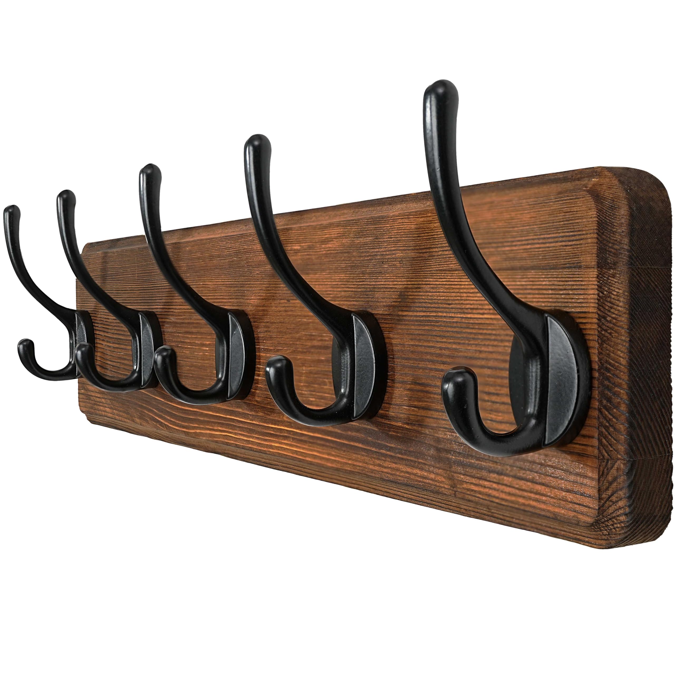 WEBI Coat Rack Wall Mounted,Coat Hooks Wall Mounted,Coat Hanger Wall Wood,5 Hooks for Hanging Coats,Hats,Jacket,Clothes