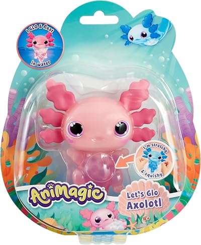 Animagic Lets Glo Axolotl Pink | Glowing, Water-Activated, Floating Toy