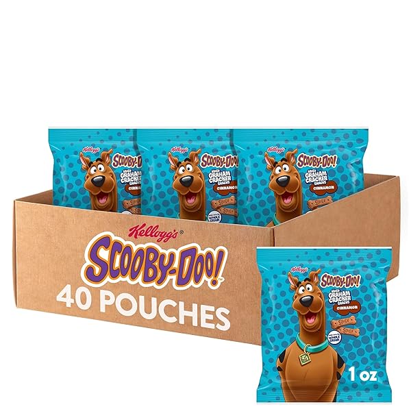 KELLOGG’S SCOOBY-DOO! BAKED GRAHAM CRACKER SNACKS, LUNCH SNACKS, SNACK CRACKERS, CINNAMON (40 POUCHES)