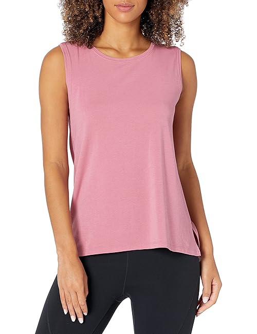 Amazon Essentials Women's Soft Cotton Relaxed-Fit Yoga Tank Top (Available in Plus Size), Blush, 2X