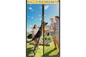 HOFUDON Upgraded Magnetic Screen Door Mesh, Full Strip Magnets, Heavy Duty Fiberglass Mesh, Door Screen Magnetic Closure for 