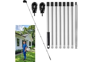 LrqzHsyl Gutter Cleaning Tools， 10.5 Feet Gutter Cleaning Tools from The Ground, Adjustable Gutter Cleaner and Brush to Easily Remove Leaves and Debris from gutters