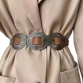 IZUS Women Western Oval Concho Waist Chain Belt Gold Cowgirl Belts Metal Chain Adjustable for Dress Country Style