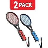 Nintendo Switch Tennis Racket (2 Pack) by TalkWorks | Joy Con Controller Grip Sports Game Accessories for Mario Tennis Aces
