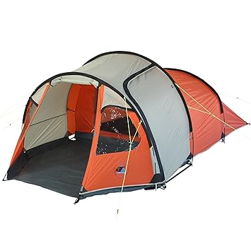 10T Zelt Mandiga Orange 3 Mann Tunnelzelt wasserdichtes Campingzelt 5000 mm Trekkingzelt mit Vorraum