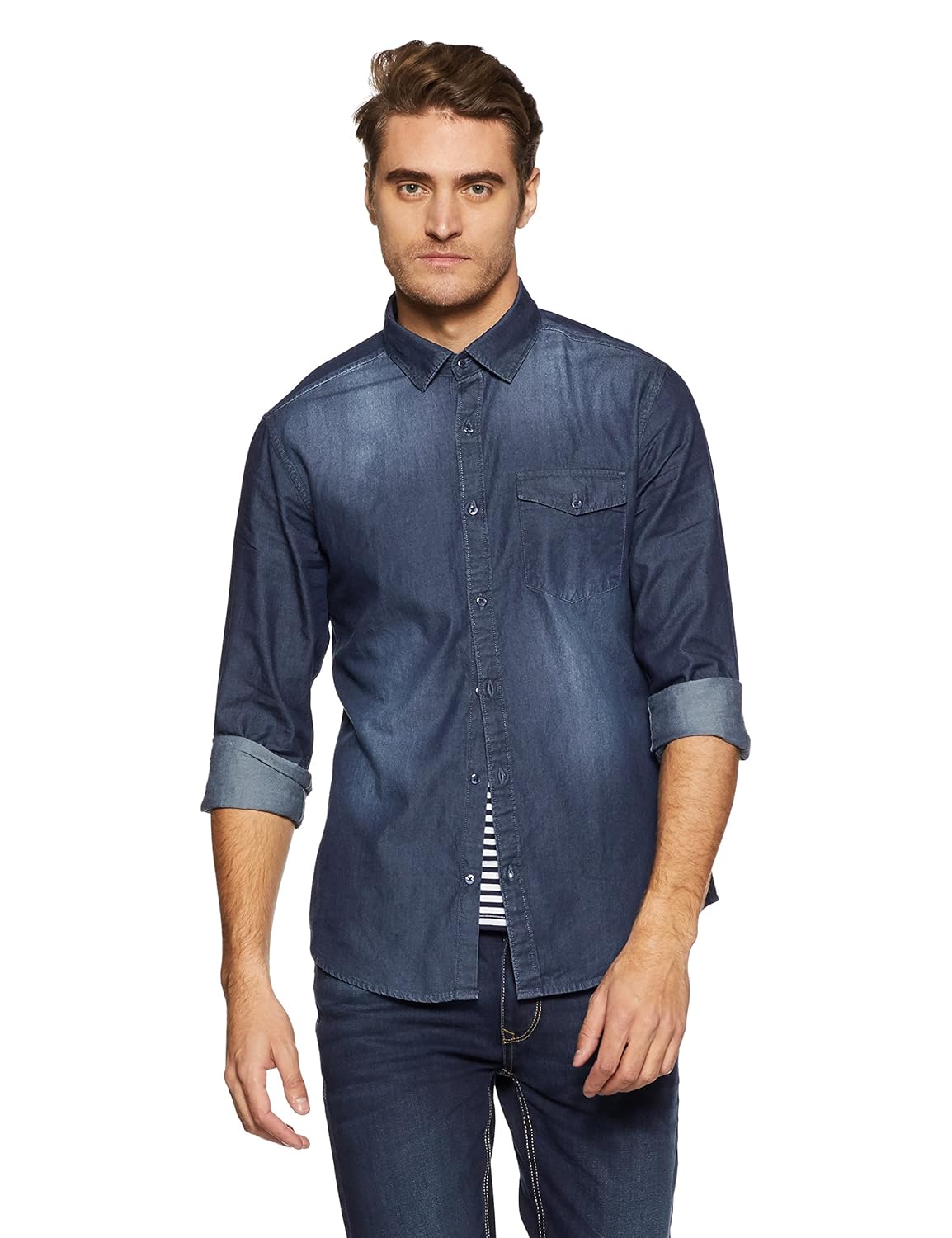 diverse men's solid slim fit casual shirt