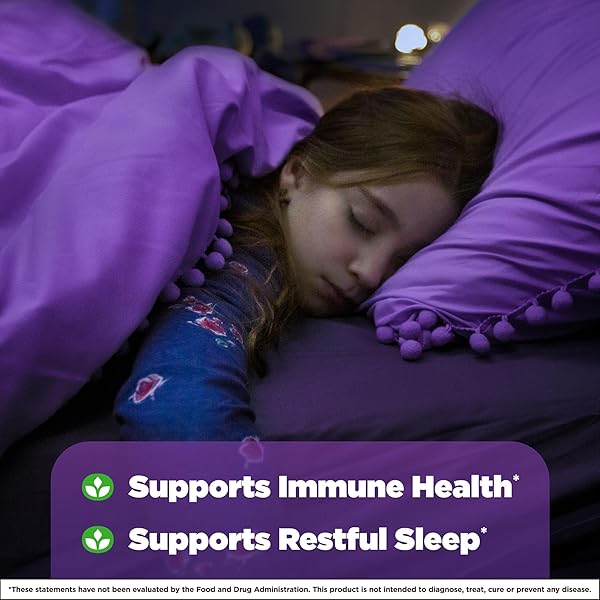 NATROL KIDS SLEEP+ IMMUNE HEALTH GUMMIES WITH MELATONIN, ZINC, VITAMIN C AND D, ELDERBERRY, 50 RASPBERRY FLAVORED MELATONIN AND IMMUNE HEALTH GUMMIES, 50 DAY SUPPLY